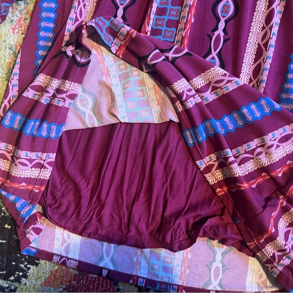 Free People Stella Printed Pink Purple Graphic A Line Mini Dress size L - Picture 7 of 7